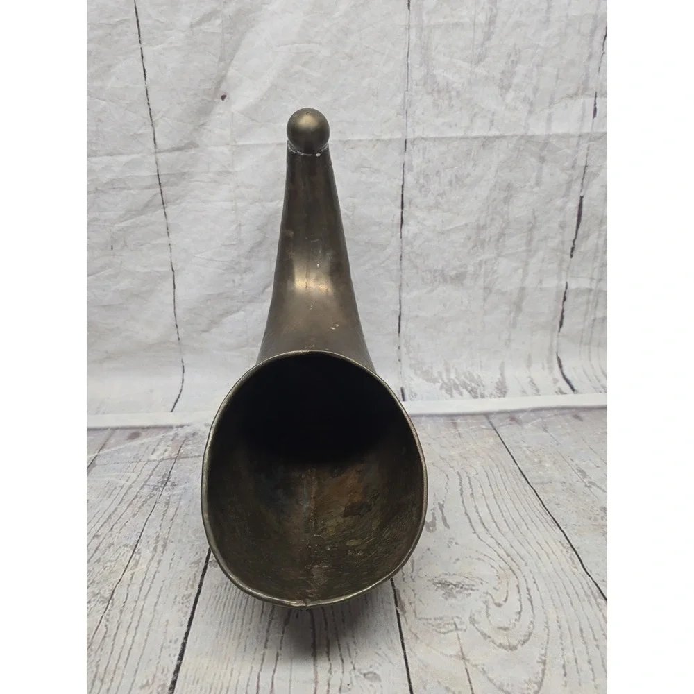 MCM Vintage Solid Brass Horn Of Plenty Vessel/Vase Ball Feet Cornucopia